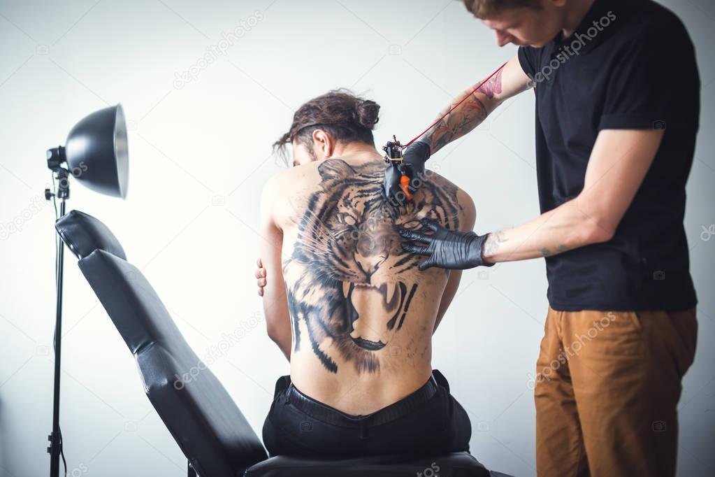 Tattoo tiger on the back