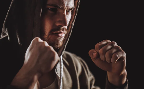 Closeup image of young gangster is fighting with fists.hand blow. — Stock Photo, Image