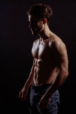 yan görünümü fotoğrafı slim, sportif siluet mans