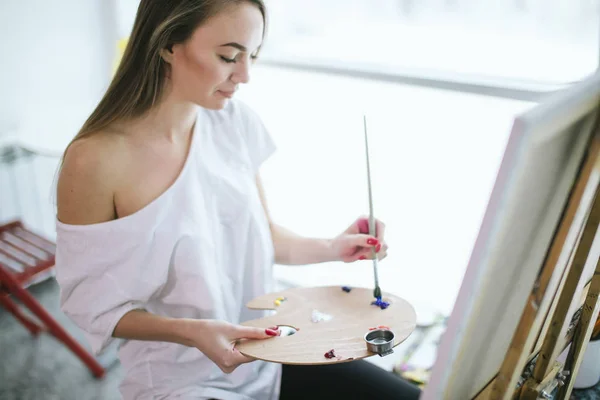 Hobby, tempo libero, belle arti e pittura ad olio. Lezioni di Belle Arti — Foto Stock