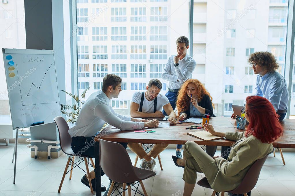 A group of caucasian people at the business conference