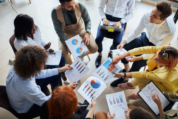 Group of young multiethnic businesspeople planning for startup In meeting office