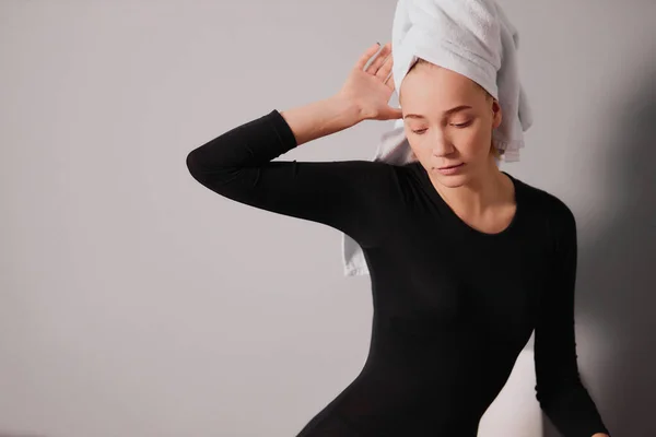 Sexy woman with towel on head — Stock Photo, Image