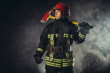 ready to save people from fire. fireman isolated clipart