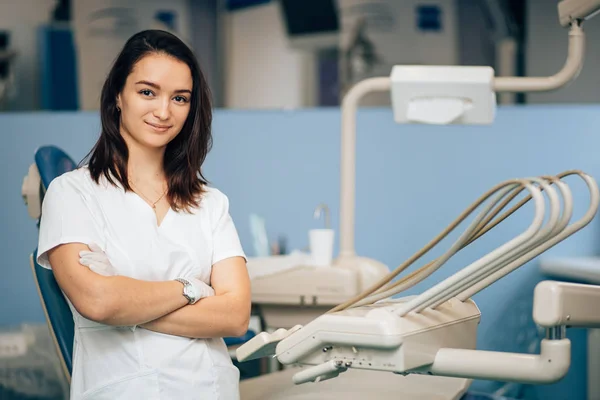 Charming beautiful woman dentist at work place — Stock Photo, Image