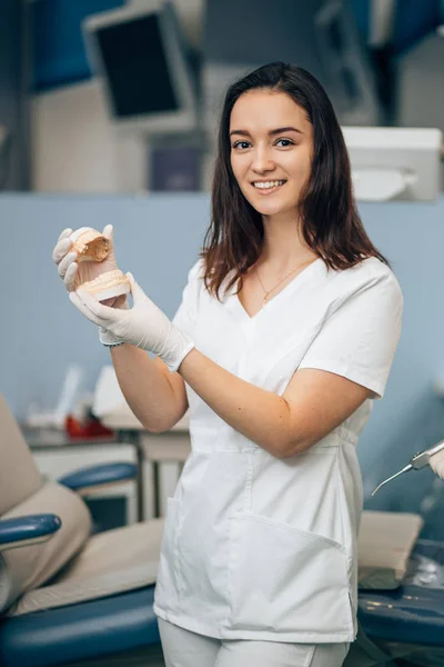 Portrait of positive dentist woman — Stock Photo, Image