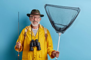 overjoyed man spending time on the bank of river, best holiday, weekend
