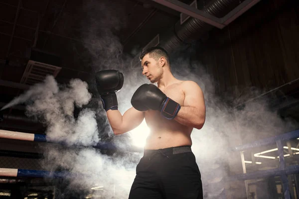 Bravo boxer homem em luta — Fotografia de Stock