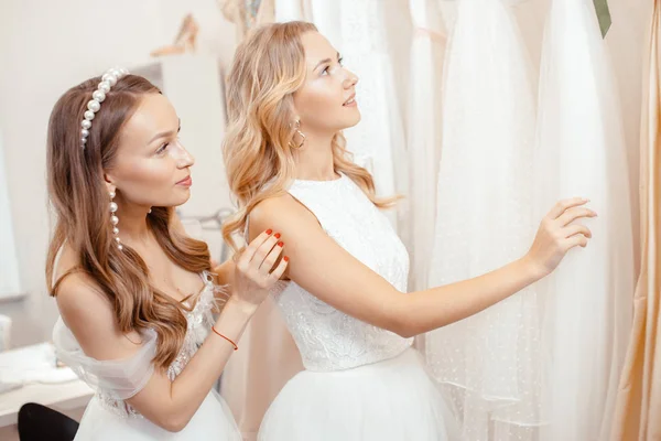 Female friends together in wedding salon — 스톡 사진