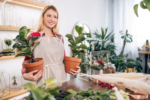 young woman florist at work