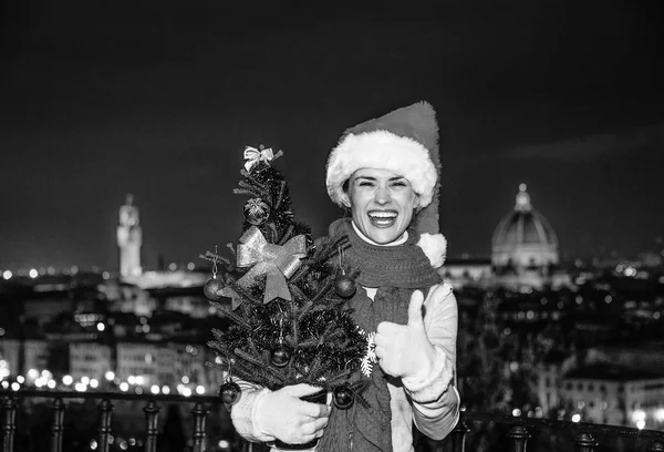 Resa Full Inspiration Juletid Florens Porträtt Glad Ung Kvinna Jul — Stockfoto