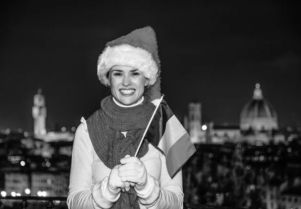 Gezi Floransa Noel Anda Ilham Dolu Talyan Bayrağı Ile Floransa — Stok fotoğraf