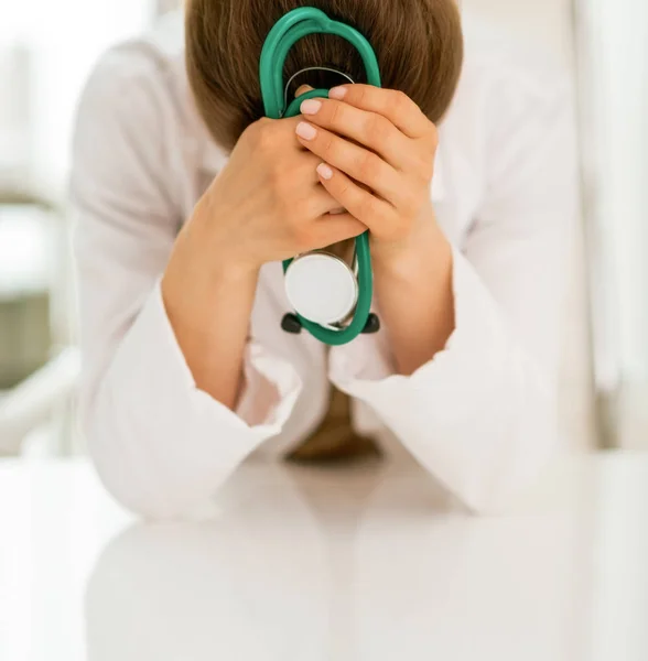 Stressed Young Doctor Woman — Stock Photo, Image