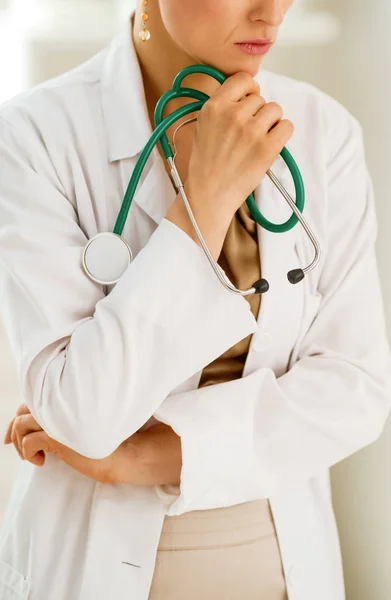 Closeup Thoughtful Medical Doctor Woman Office — Stock Photo, Image