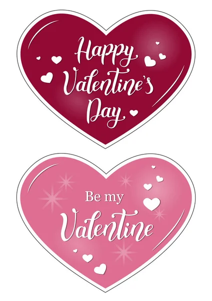Rosa Vinho Valentines Coloridos Com Caligrafia Lettering Feliz Dia Dos —  Vetores de Stock
