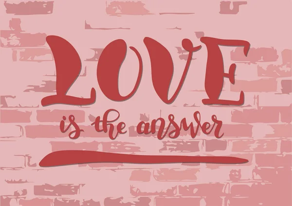 Lettering Love Resposta Rosa Com Sombras Fundo Rosa Claro Texturizado — Vetor de Stock