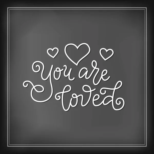 Μοντέρνα Μονοσήμαντη Καλλιγραφία Γράμματα Του You Loved White Hearts Chalkboard — Διανυσματικό Αρχείο