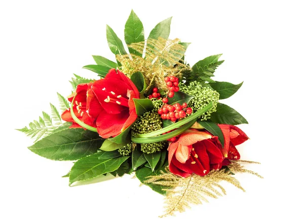 Composition du bouquet avec amaryllis rouge — Photo