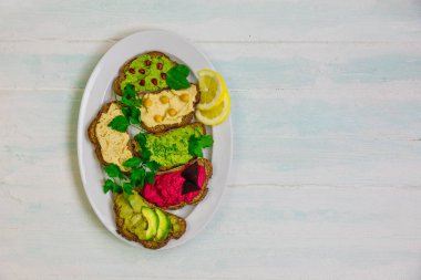 Renkli humus ekmek arkaplanı