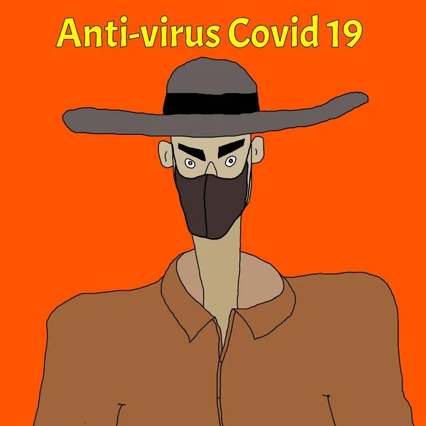 Cartoon drawing  People wearing masks to prevent the infection and spread of the virus Covid 19