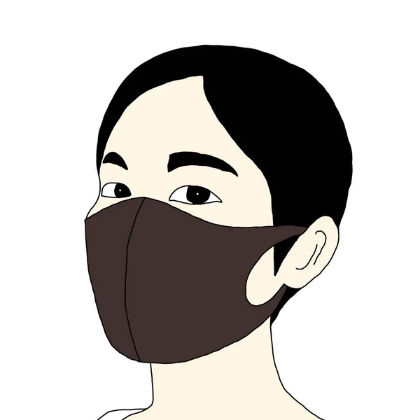Pintura Facial Mascarada Para Evitar Poeira Vírus Corona Covid — Fotografia de Stock