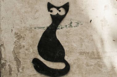 Kara kedi figürü şablon stilize 