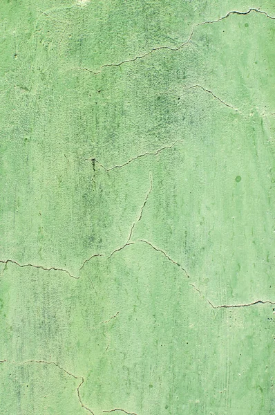 Грандж Вивітрені Тріщини Пофарбовані Оштукатурені Стіни Крупним Планом Зелений Фон — стокове фото