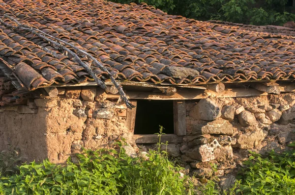 Ancienne Maison Rurale Terre Cuite Adobe Gros Plan Dans Journée — Photo