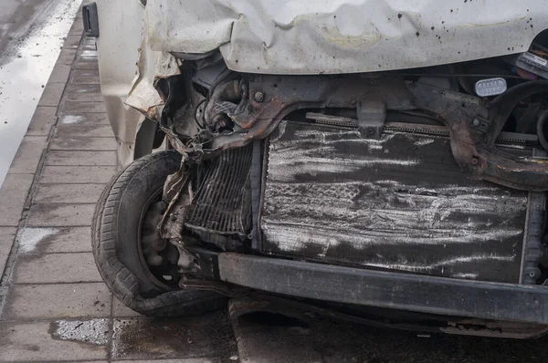 Esmagado Van Transporte Acidente Carro — Fotografia de Stock