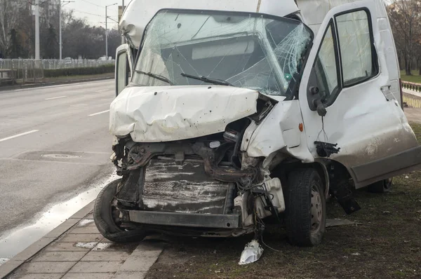 Crushed Car Accident Transport Van — Stock Photo, Image
