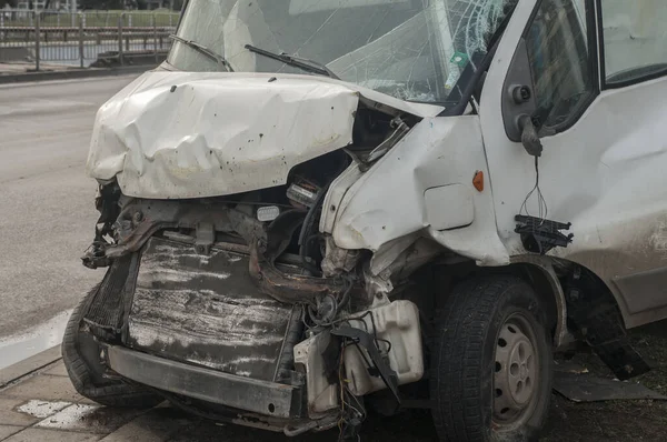 Crushed Car Accident Transport Van — Stock Photo, Image