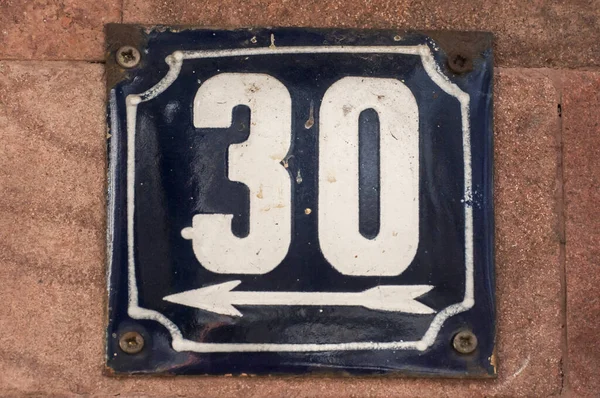 Weathered Grunge Square Metal Enameled Plate Number Street Address Number — Stock Photo, Image