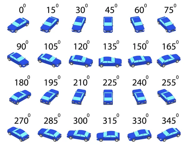 Eine Reihe Von Limousinen Aus Verschiedenen Blickwinkeln Animation Der Rotation — Stockvektor