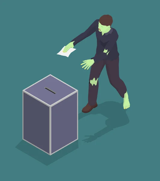 Zombie Προσπαθεί Ψηφίσει Άδικη Ψηφοφορία Ανέντιμος Υποψήφιος Χρησιμοποιεί Τις Ψήφους — Διανυσματικό Αρχείο