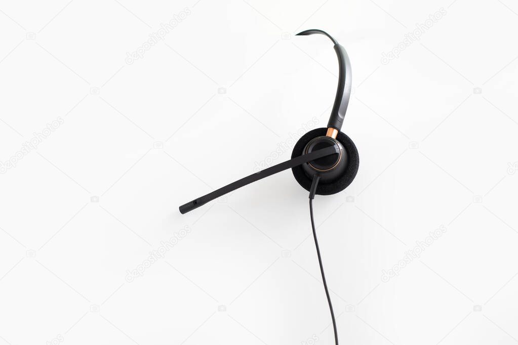 VOIP Helpdesk headset isolated on white background. Communication support for callcenter and customer service Helpdesk