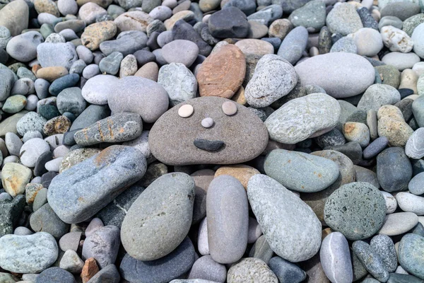 Stone Happy Sun Lined Pebbles Beach — Stock Photo, Image