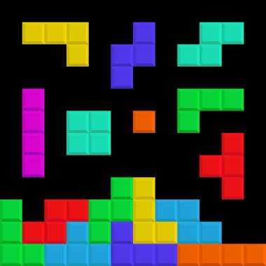Tetris elements. Brick pieces. Game background. clipart