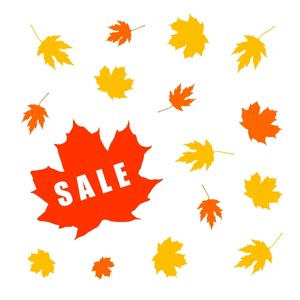 Banner de venta de otoño con hoja de arce — Vector de stock