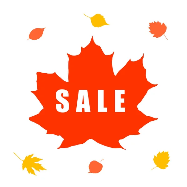 Banner de venta de otoño con hoja de arce — Vector de stock