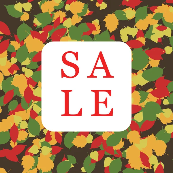 Banner cuadrado de venta de otoño con hoja — Vector de stock