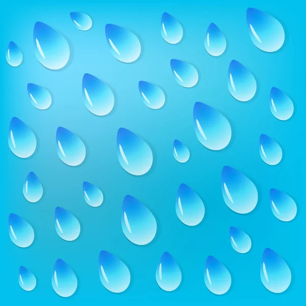 Pattern of water drops on blurred blue background — Stock Vector