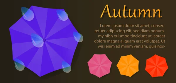 Şemsiye ve su ile sonbahar vektör broşür damla. — Stok Vektör