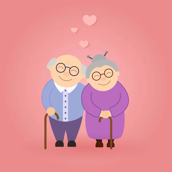 かわいいウォーキング祖父母。幸せな祖父母の日 — ストックベクタ