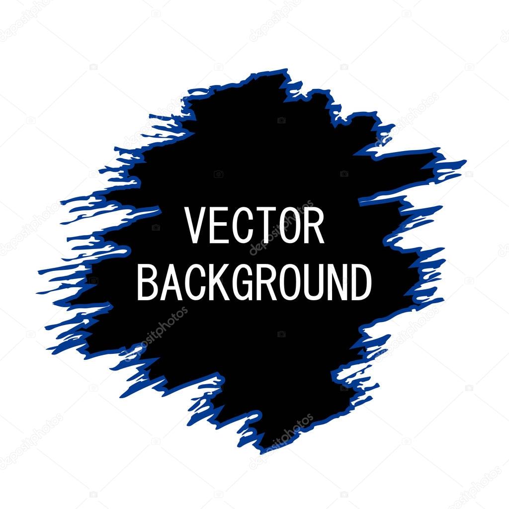 Vector hand drawn abstract background template. Grunge texture. Black spot on white background.
