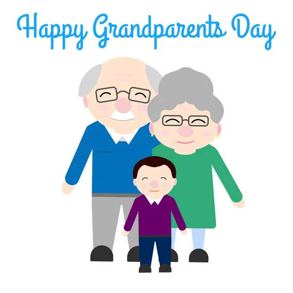 Милі бабусі і дідусі з онуком. Щасливий день дідуся — стоковий вектор