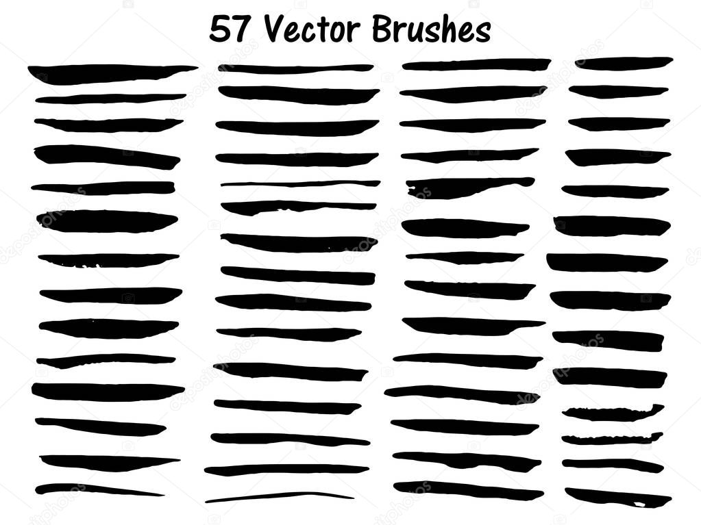 Big collection of vector hand drawn brush strokes