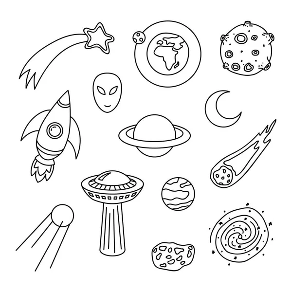 Colecția de elemente doodle cosmice — Vector de stoc