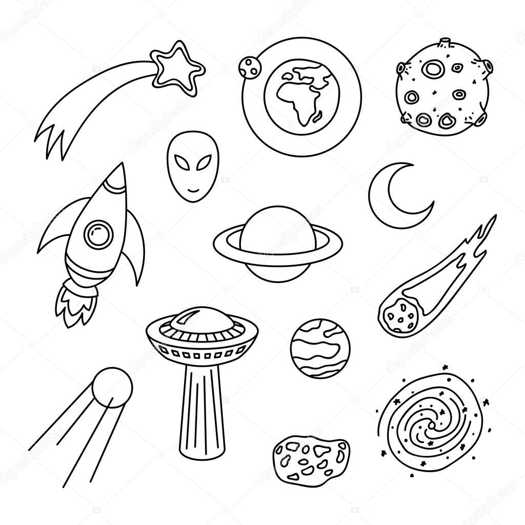 Collection of cosmic doodle elements