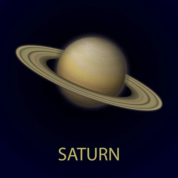 Saturn. Planeta realistă a sistemului solar — Vector de stoc