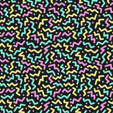 Zigzag ve nokta. Memphis tarzı seamless modeli